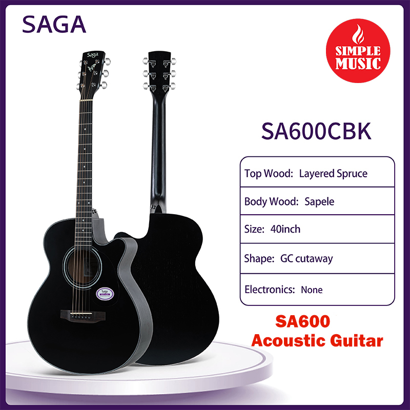 SAGA GS600BK 3/4 Mini Orchestra Traveler Acoustic Guitar - Black